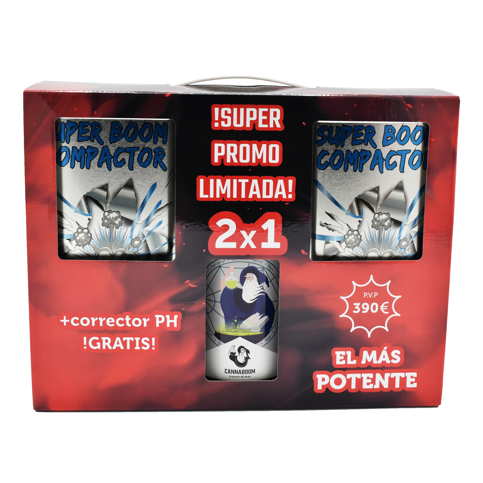 PACK 2x1 SUPER BOOM COMPACTOR 1390gr + CORRECTOR PH 1000ml GRATIS