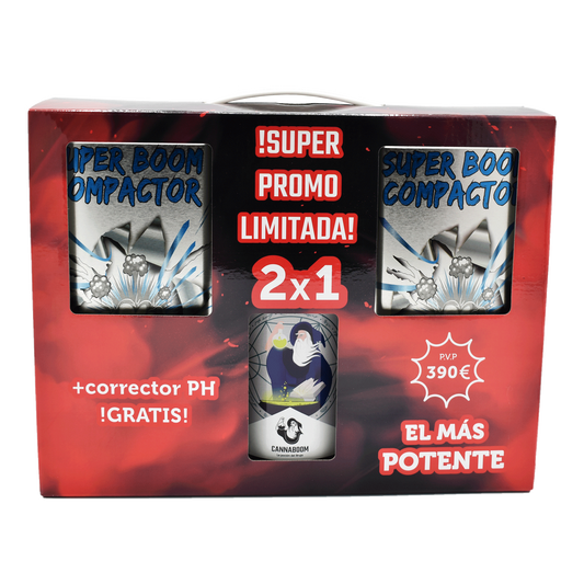 PACK 2x1 SUPER BOOM COMPACTOR 1390gr + CORRECTOR PH 1000ml GRATIS